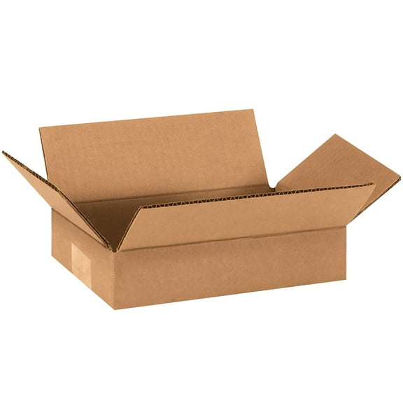 Box Partners Flat Corrugated Boxes 9" x 6" x 2"  Kraft 25/Bundle 962