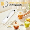 thumbnail image 6 of Milk Frother Handheld Rechargeable,Frother Wand Drink Mixer Electric Whisk for Coffee,Detachable With 3 Stainless Whisks,Hand Mixer for Lattes,Cappuccino,Matcha,Egg,Includes Stand,White, 6 of 8