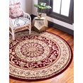 thumbnail image 1 of Unique Loom Versailles Collection Traditional Classic Medallion Floral Motif Area Rug (6 0 x 6 0 Round, Burgundy/ Ivory), 1 of 6