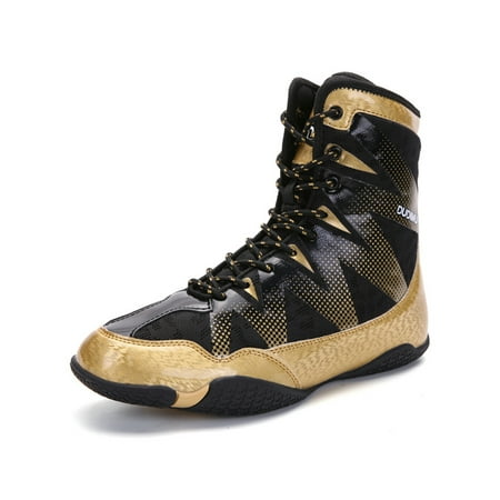 

Daeful Adult Youth Breathable Rubber Sole Boots Combat Anti Slip Fighting Sneakers Sports Comfort Lace Up Boxing Shoes Black 6