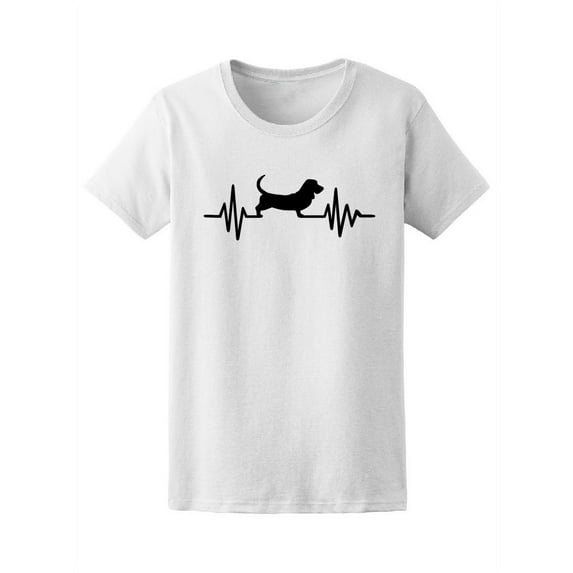 Heartbeat Pulse Basset Hound Dog T-Shirt Women -Image by Shutterstock, Female x-Large