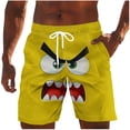 thumbnail image 2 of BRGZLK Mens Beach Shorts Funny Print Casual Expression Face Print Elastic Waist Drawstring Swim Shorts Vacation with Pockets, 2 of 5