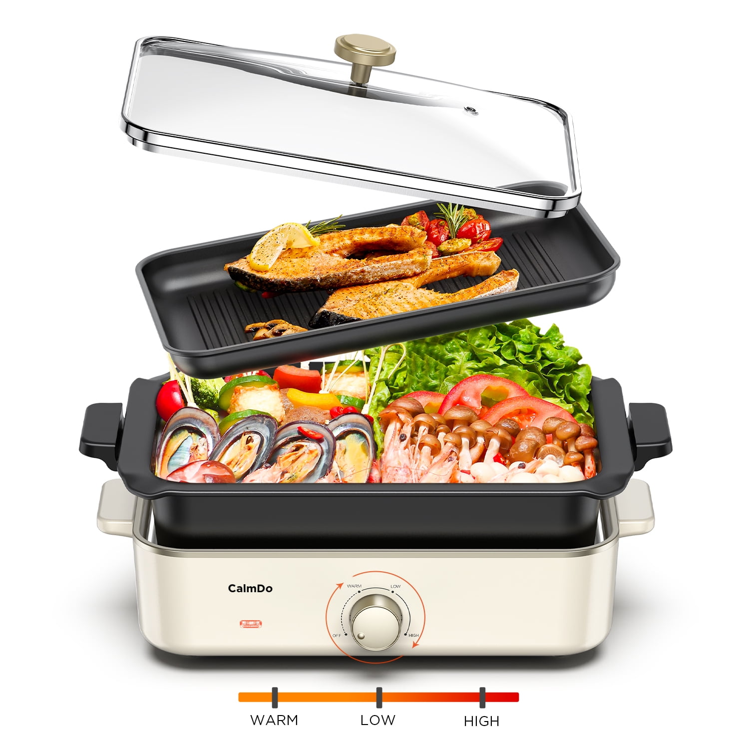 Electric Griddle BSTY Deep Pot for All-in-One Campact Multifunction Cooker Electric Pan 