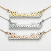 Personalized Planet Stainless Steel Name on Silver Glittery Plaque Necklace ,Women's