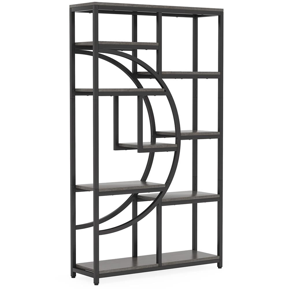 Topcobe Freestanding Bookshelf, 68.9" Etagere Bookcase with 9 Open Shelves, Indoor Furniture, Modern Furniture for Living Room, Gray