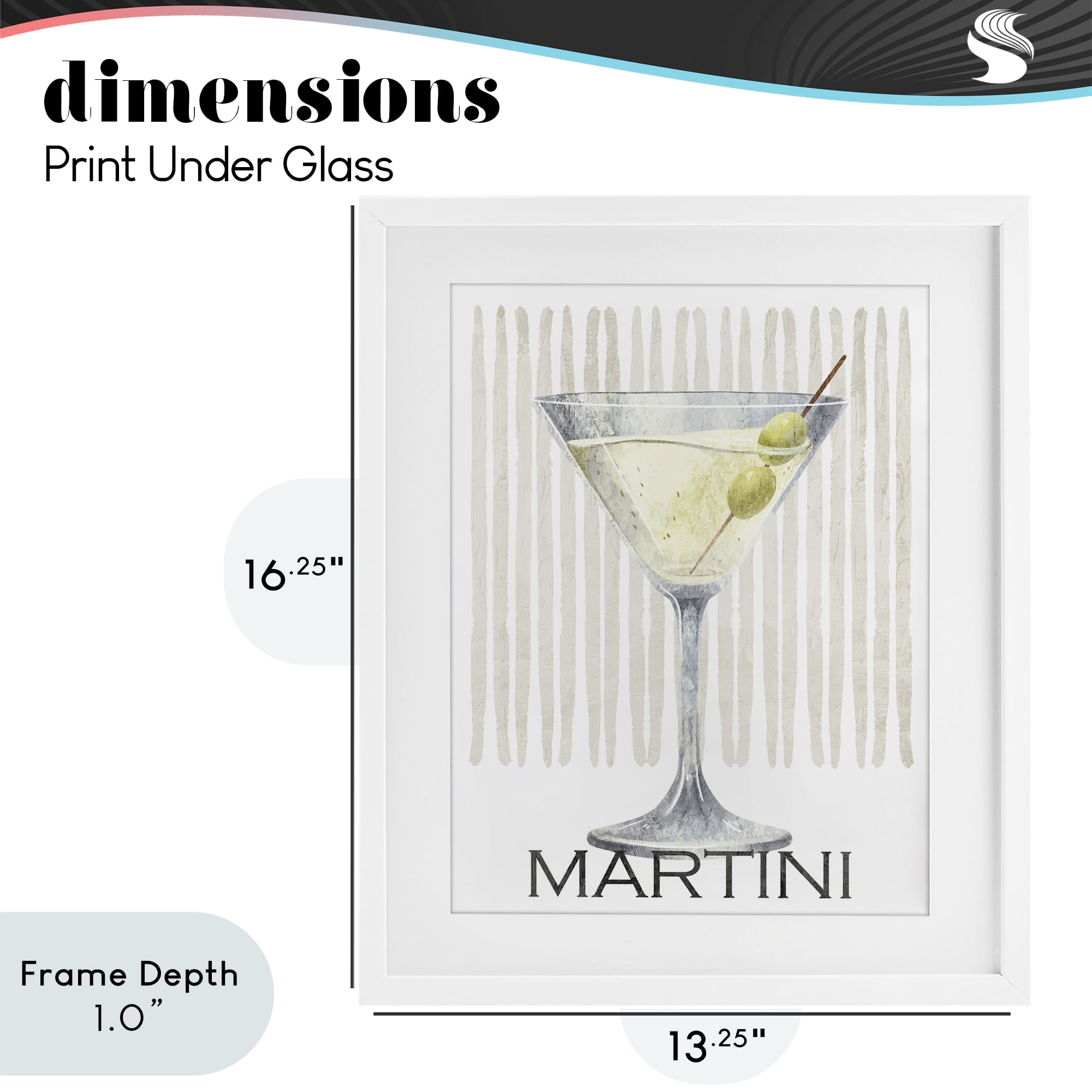 Stupell Industries Subtle Martini Drink White Framed Print Under Glass, design by Kim Allen