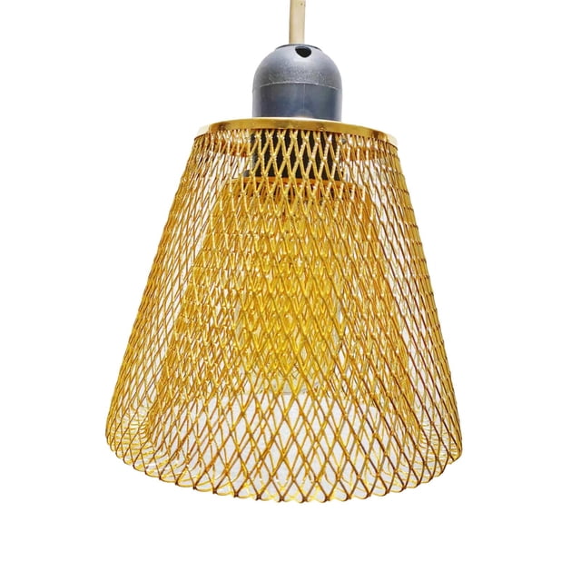 Transemion Rustic Woven Lampshade Light Fixture Handwoven Pendant Light Shade Stylish Addition For Dining Room gold trapezoid