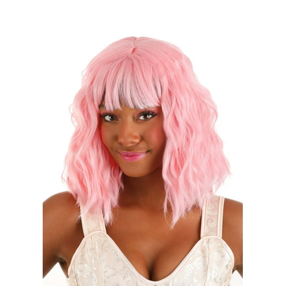 Women's Light Pink Wavy Wig