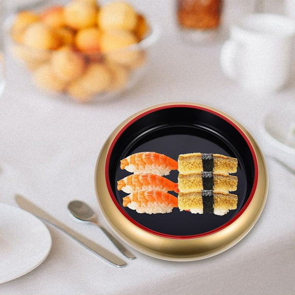 Masteelf Golden Plastic Sushi Plate for Home Use Exquisite Food Server Ideal for Parties and Catering 12.5 Inch