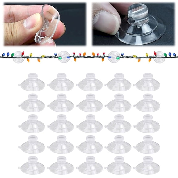 Iodue 25 Pcs Christmas Light Suction Cup Mini Window Suction Hook Xmas Suction Cup Clip for Hanging Christmas Light String Decoration No Tools Required