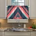 thumbnail image 2 of Yayeee Kitchen Curtains Tier Pair Light Filtering 27"x36" Rod Pocket Short Cafe Window Panel, Pink Geometric, 2 of 7