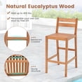 thumbnail image 6 of Costway 3 PCS Patio Eucalyptus Wood Bar Set Bar Height Dining Table & 2 Cushioned Chairs, 6 of 9