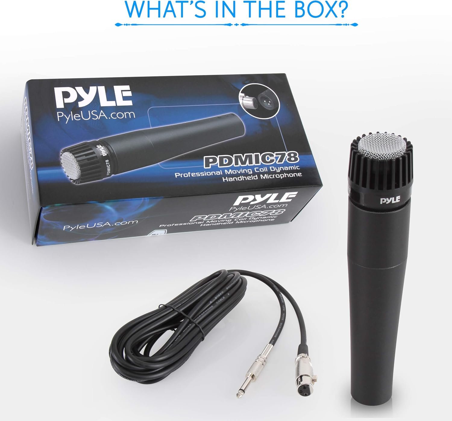 PYLE-PRO Professional Handheld Moving Coil Microphone - Dynamic Cardioid Unidirectional Vocal, Built-in Acoustic Pop Filter, Includes 15ft XLR Audio Cable to 1/4'' Audio Connection - Pyle...