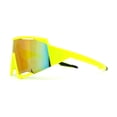thumbnail image 4 of Super Oversized Color Mirror Angular Shield Sport Wrap Around Sunglasses Yellow Orange Mirror, 4 of 4