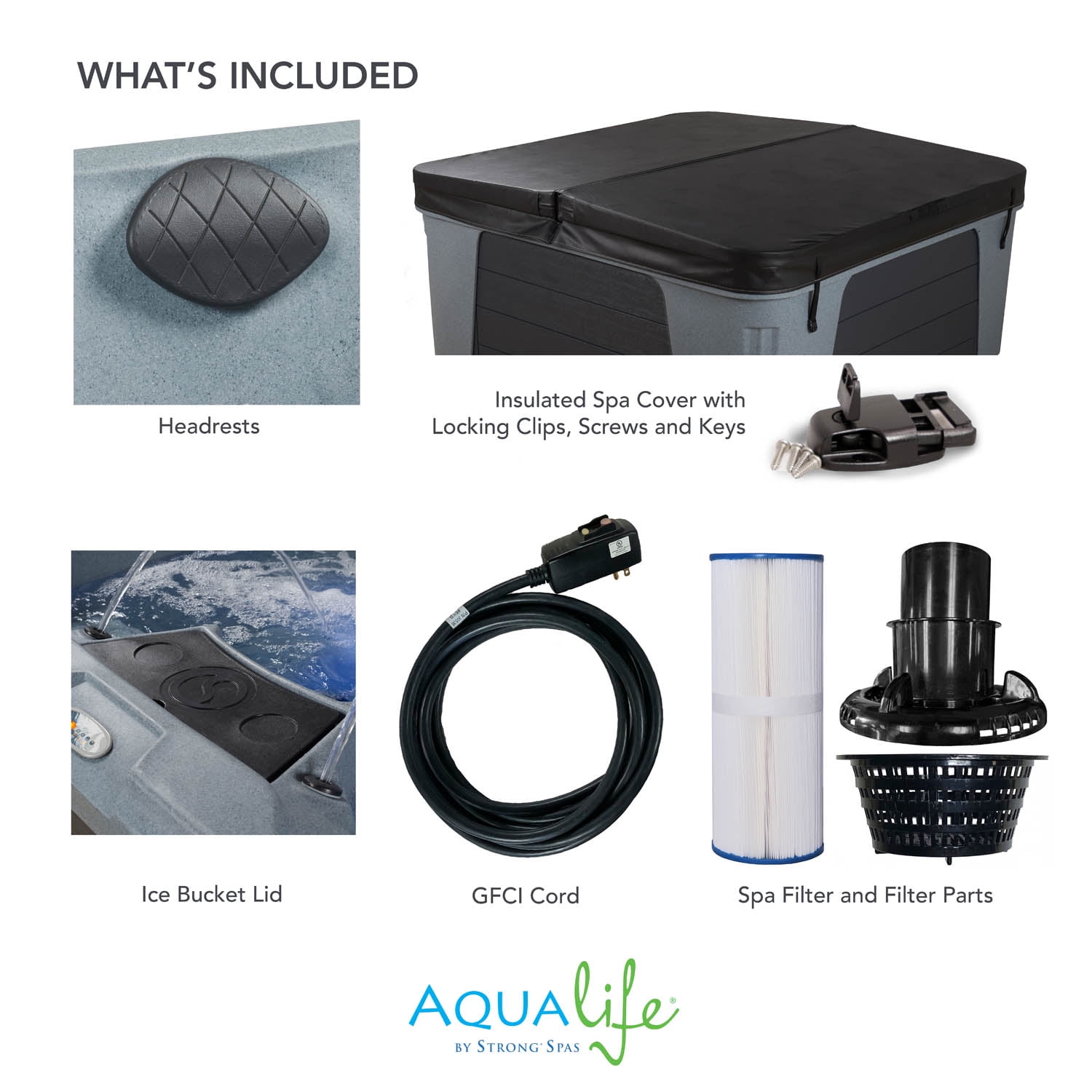Aqualife by Strong Spas Palm Beach 6 Person 69-Port Lounger Spa, 30 Jets, Cobblestone