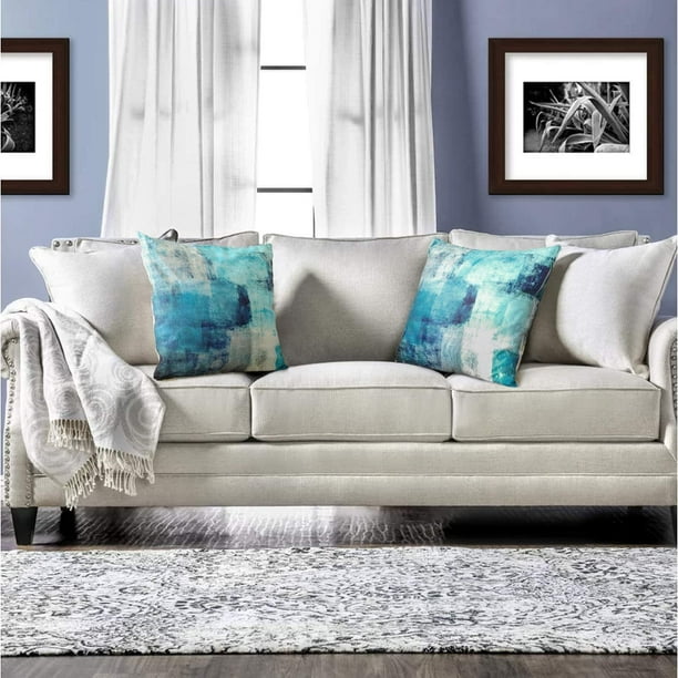 Heily Set Of 2 Turquoise And Grey Art Artwork Contemporary Decorative Gray Home Decorative Throw Pillows Covers Cushion Cover For Bedroom Sofa Living