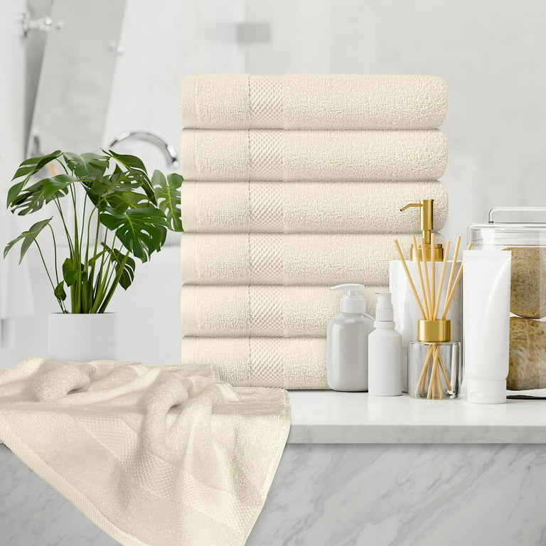 White Classic Luxury White Hand Towels - Soft Circlet Egyptian Cotton