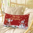 thumbnail image 4 of Red Christmas Pillow Covers, Linen Long Throw Pillow Case, Santa Snowman Xmas Gifts Snowflake Winter Holiday Pillow Protector Decorative Cushion Cover for Living Room/Bedroom 20" x 30", 4 of 8