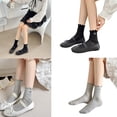 thumbnail image 2 of Stylish Embroidered Bowknot Middle Calf Socks Mesh Cotton Frilly Socks for Women, 2 of 21