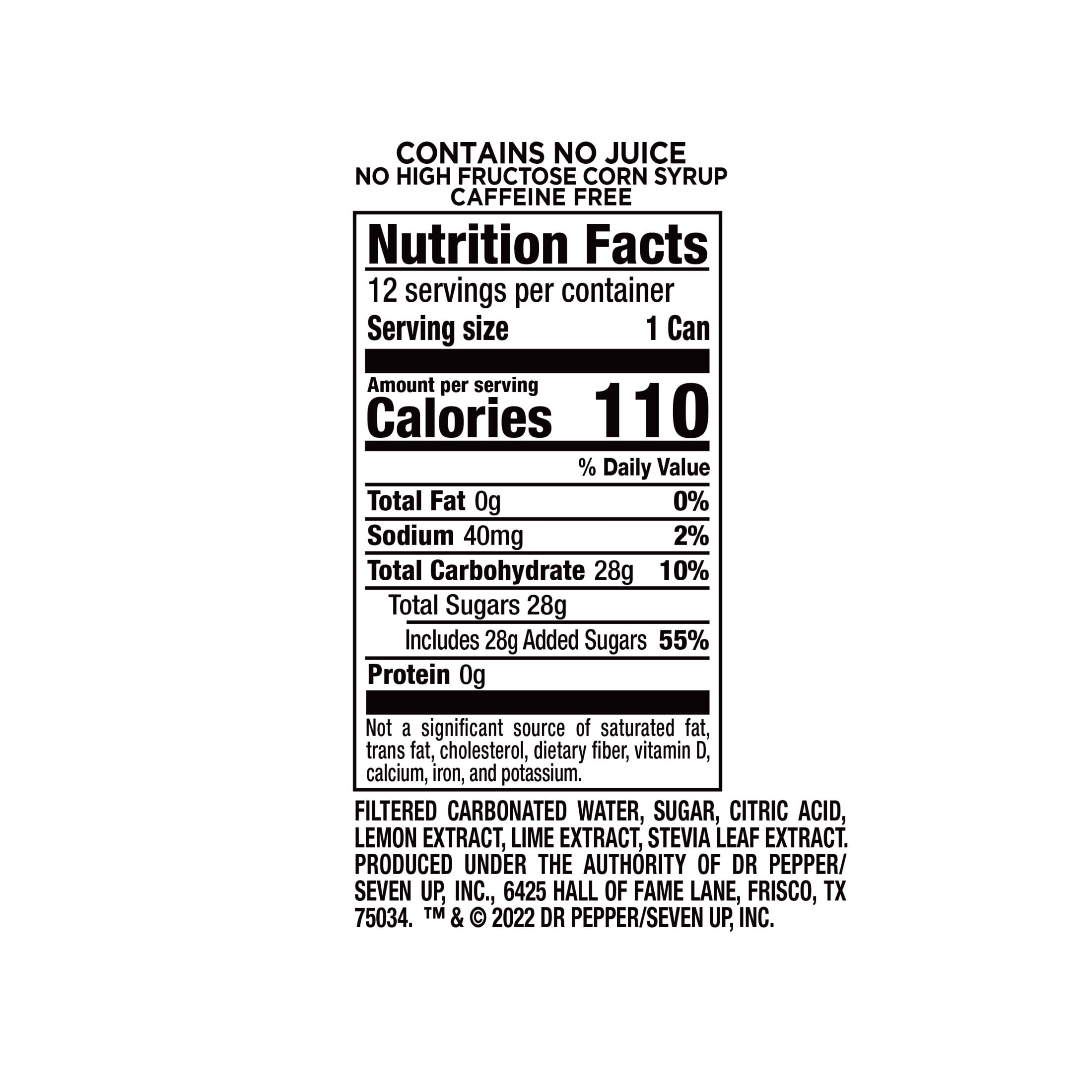Simple 7UP Caffeine Free Lemon Lime Soda Pop, 12 fl oz, 12 Pack Cans