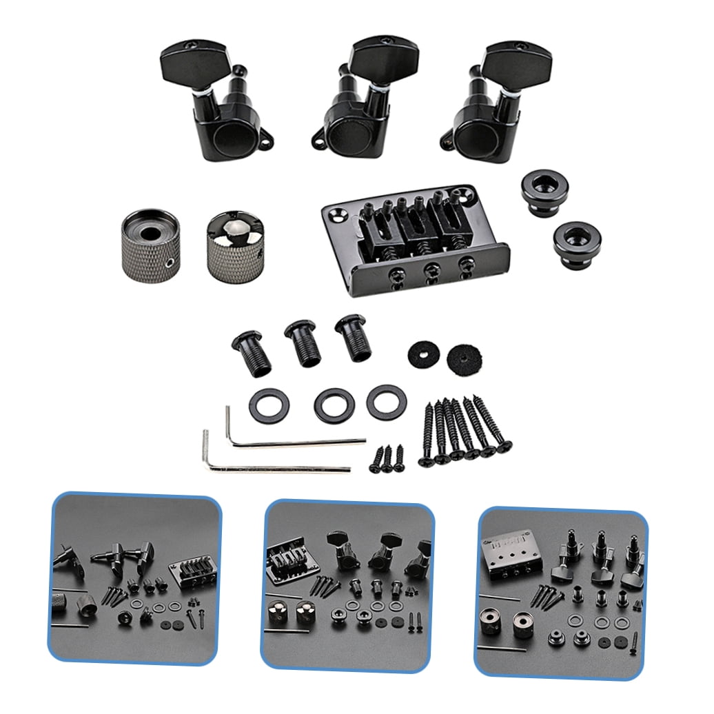 OUNONA 1Set Guitar Luthier Accessory Kit for 3 String Guitars with Metal Control Knob and Strap Locks
