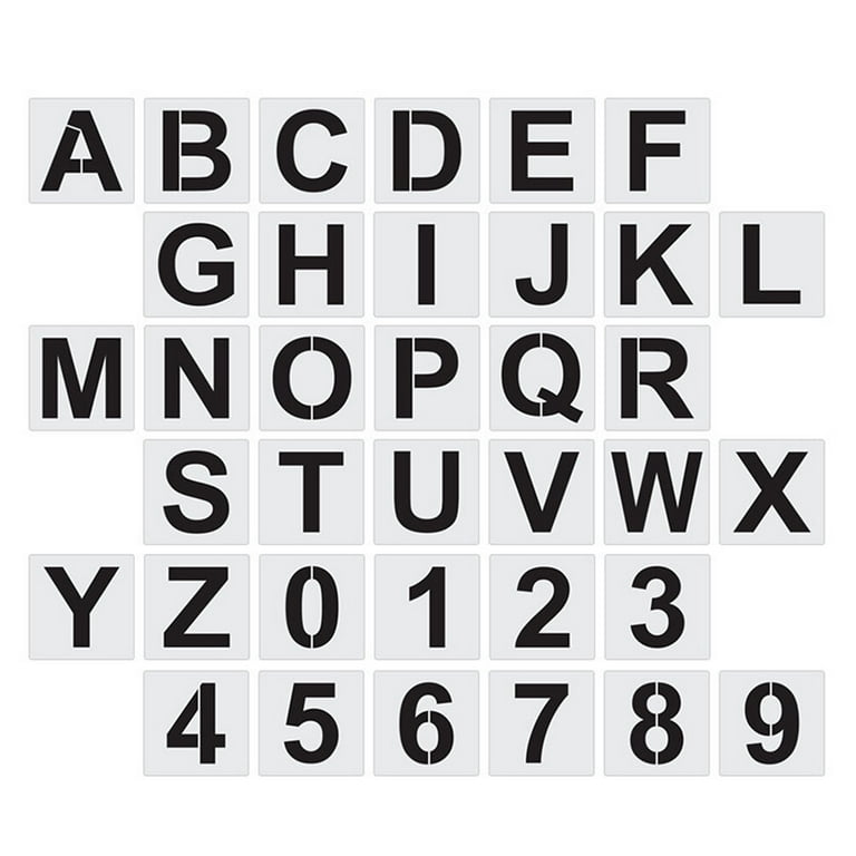 36pcs Reusable Alphabet Templates Letter Stencils for Painting Letter Number Templates, Size: 10.1X10.1X0.1CM