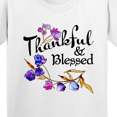 thumbnail image 4 of Inktastic Thankful and Blessed Inspirational Saying with Flowers Youth T-Shirt, 4 of 5