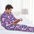 thumbnail image 6 of Salouo Skull rainbow mushroom colorful Print Button-Front Long Sleeve Pajama Set for Men, Soft 2Pjs Men's Long Sleeve Sleepwear-Large, 6 of 7