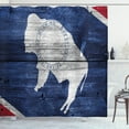 thumbnail image 1 of Ambesonne Wyoming Shower Curtain, Equality State Flag Wooden, 69"Wx75"L, Night Blue Vermilion, 1 of 3