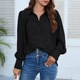 thumbnail image 2 of Women's Long Sleeve Casual T Shirts Chiffon Button V Neck Tunic Lapel Business Work Shirts Loose Comfy Blouses Lightweight Soft Dressy Clothes 2026 Trendy Teen Girls Preppy Shirts, 2 of 7