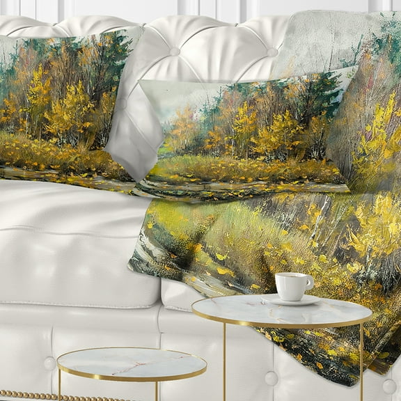 Designart River on a Decline - Landscape Printed Throw Pillow - 12x20