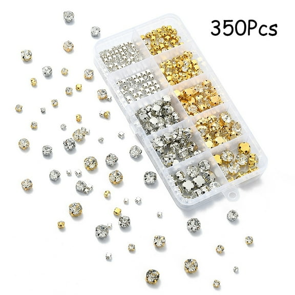 340pcs 10 styles Sew on Rhinestone Glass Rhinestone Montee Beads with Brass Prong Settings Garments Accessories Flat Round Mixed color 3.2~8x2.5~6mm Hole: 0.5~1mm