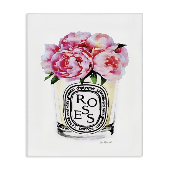 Stupell Industries Eclectic Fashion Designer Rose Flower Glass Pink Watercolor Canvas Art, 36 x 48, by Amanda Greenwood