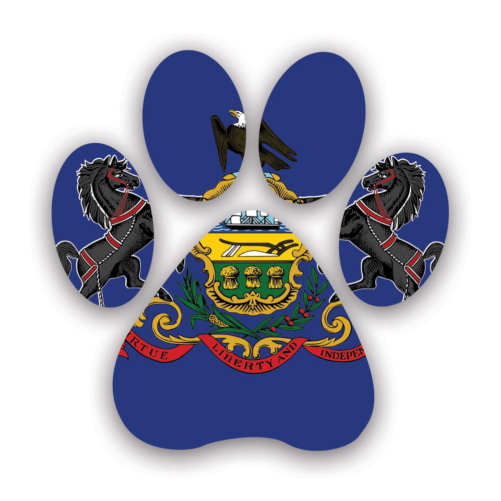 Tennessee State Paw Print Shaped Sticker Decal - Self Adhesive Vinyl Weatherproof Made In Usa Dog Dogs Cat Cats Pet Pets Puppy Prints