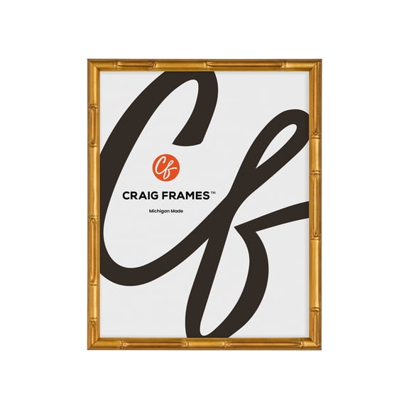 Craig Frames Vintage Bamboo, 11x14 inch Picture Frame, Tropical Gold