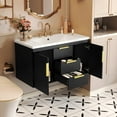 thumbnail image 2 of 36 Inch Floating Bathroom Vanity with Resin Sink, Wall Mounted Bathroom Vanity with 2 Drawers and 2 Storage Cabinets, Solid Wood Bathroom Storage Cabinet, Black, 2 of 9