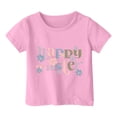 thumbnail image 3 of PMVFHDE T-Shirt pour Filles T-Shirts Graphiques Mignons Hauts d'Été pour Filles Enfants Pâques T-Shirt Graphique Mignon Col Rond Manches Courtes T-Shirt Décontracté d'Été Rose, 6-7 Ans, 3 of 4
