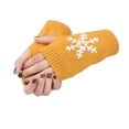 thumbnail image 1 of 1 Pair Knit Half Finger Glove Comfortable Winter Simple Knitting Craft Fingers Covers Hand Mittens with Snowflake Pattern, 1 of 6