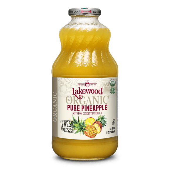 Lakewood Organics Pure Pineapple Not From Concentrate 100% Juice, Fresh Pressed 32 fl oz.