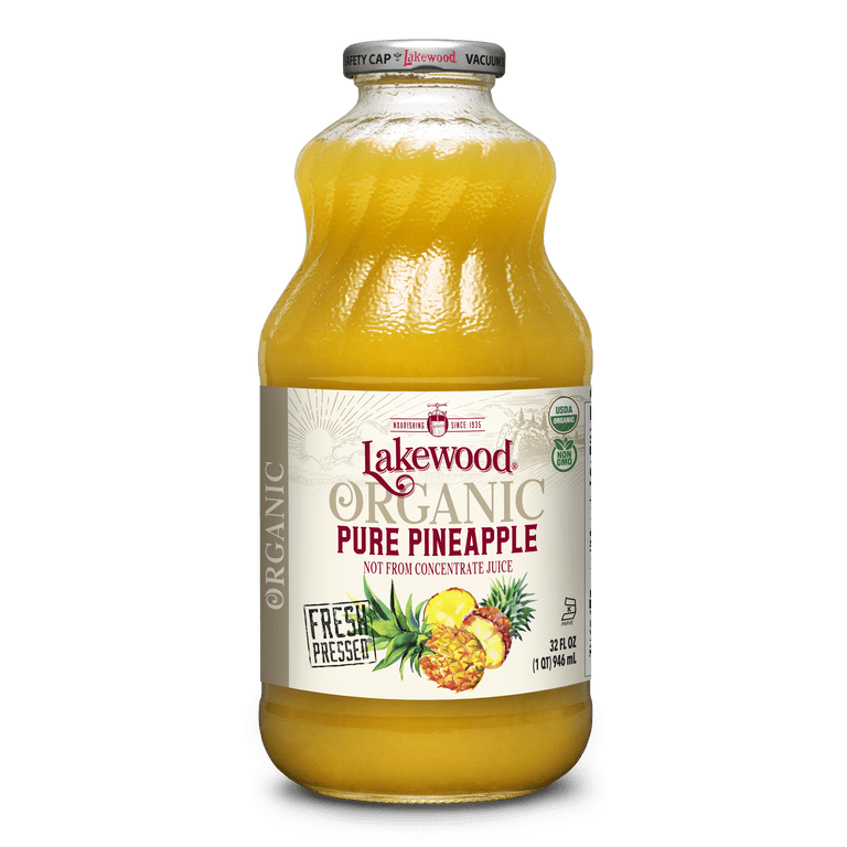 Lakewood Organic Pure Pineapple Juice, Fresh Pressed, 32 fl oz photo 1