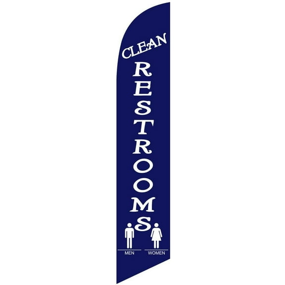 Clean Restrooms Feather Banner Swooper Flag for festivals and events - NO WIND REQUIRED - Replacement FLAG ONLY