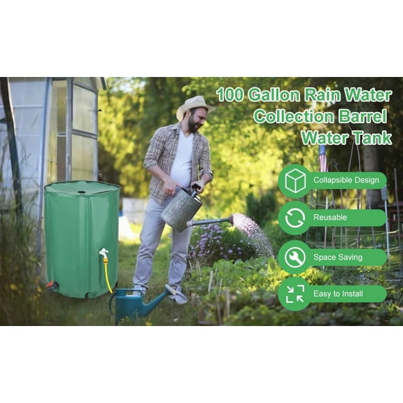 53/100 Gallon Rain Barrel Water Collection System, Collapsible Portable Water Storage Tank, Rainwater Collector with Filter, Faucet with Switch Queroig