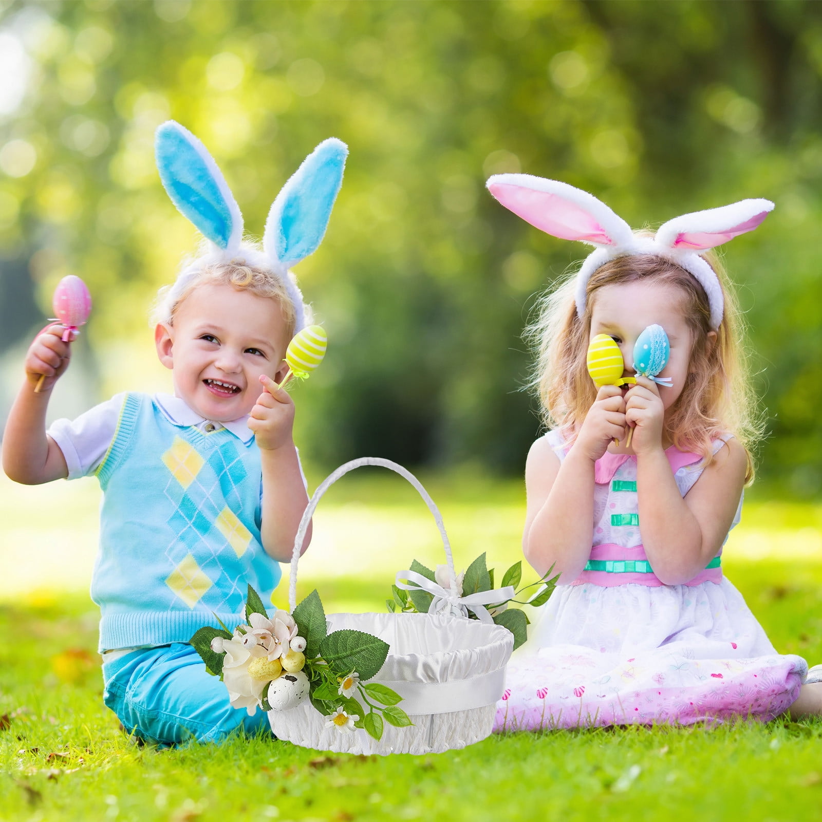 Easter Basket Decoration Portable Easter Flower Basket Home Decoration Simulation Decorative Flower Basket Western Wedding Flower Basket