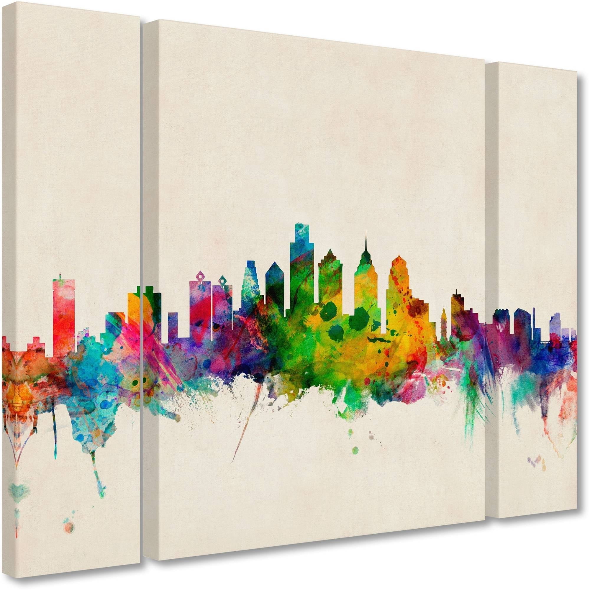 Trademark Fine Art "Philadelphia Pennsylvania" Canvas Art by Michael Tompsett Three Panel Set
