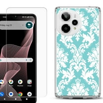 Phone Case for Cricket Icon Plus 2026, with Screen Protector, by OneToughShield - Victorian White/Teal