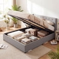 thumbnail image 4 of Gymax Queen Size Lift-up Storage Bed w/Tufted Wingback Headboard Hydraulic Lifts Grey, 4 of 10
