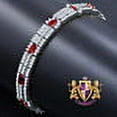 thumbnail image 2 of 14k White Gold Over Real Sterling Silver 10 Cwt. Ruby Red Round /Princess Cut Diamond Unisex Tennis Link Bracelet, 2 of 5