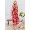 thumbnail image 3 of Women's Red Floral Printed Spaghetti Strap Empire Waist Maxi Dress - Bohemian Style for Summer | [ZhiHiMeRi] | (US 12-14)L, 3 of 12