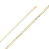 Solid 14k White and Yellow Gold 2.7MM Two Tone Curb Concave White Pave Chain Necklace With - 16 Inches