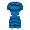thumbnail image 4 of Women's Short Sleeve Tops Womens Lounge Sets Short Sleeve with Shorts Pullover Jogger Outfit Summer Casual Tracksuits Ndbuld Blue M, 4 of 5